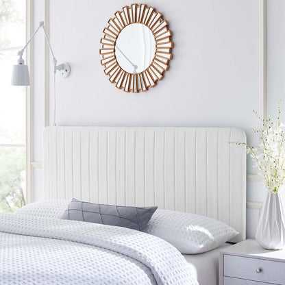 Milenna Channel Tufted Upholstered Fabric King/California King Headboard by Furniture For America