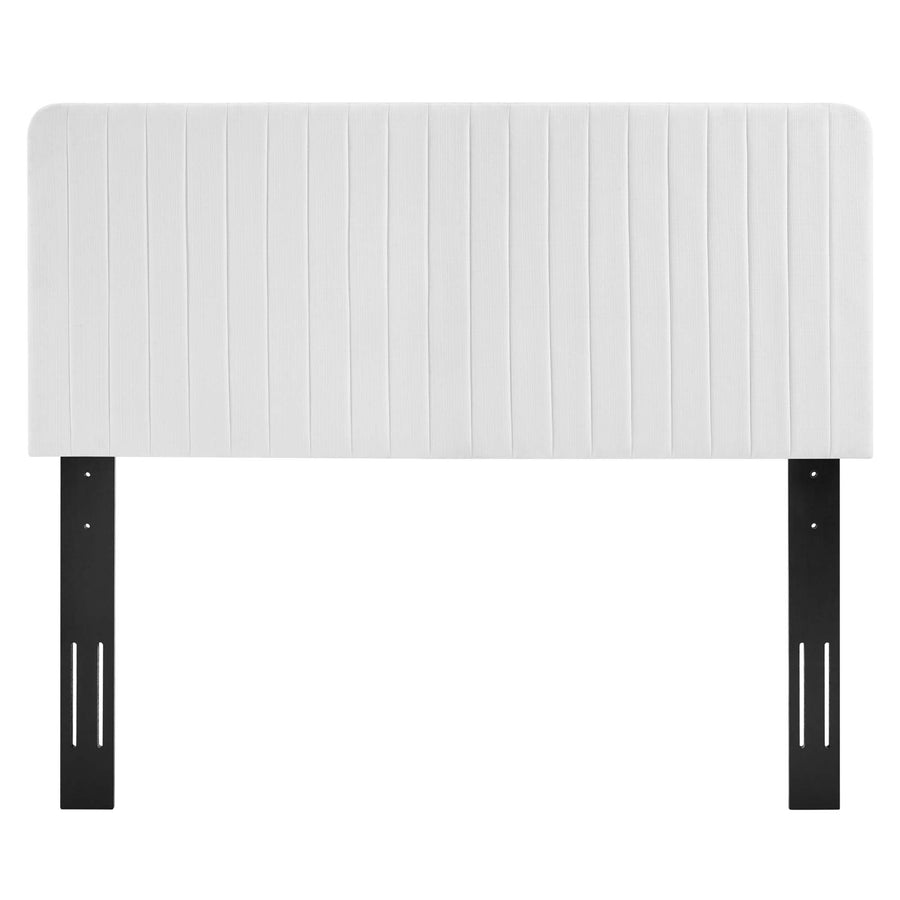 Echo Channel Tufted Upholstered Fabric King/California King Headboard in White