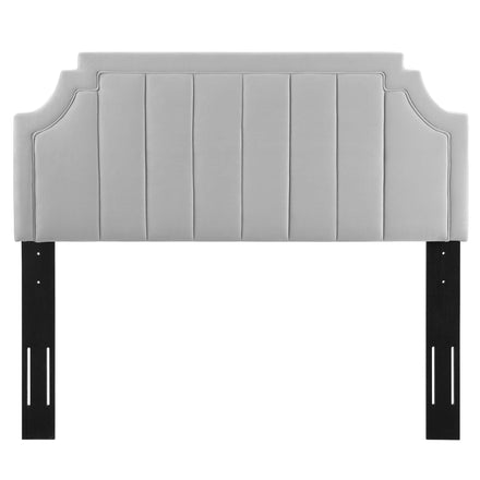 Alyona Channel Tufted Performance Velvet Twin Headboard in Light Gray
