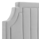 Straw Channel Tufted Performance Velvet Twin Headboard in Light Gray
