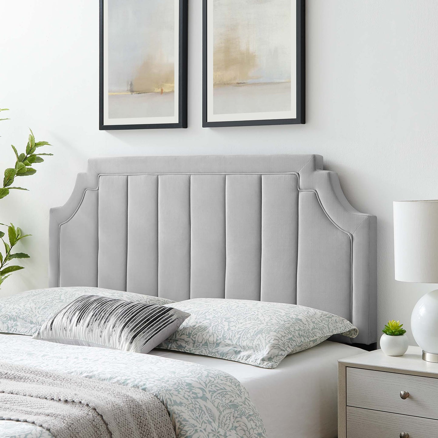 Alyona Channel Tufted Performance Velvet Twin Headboard by Furniture For America