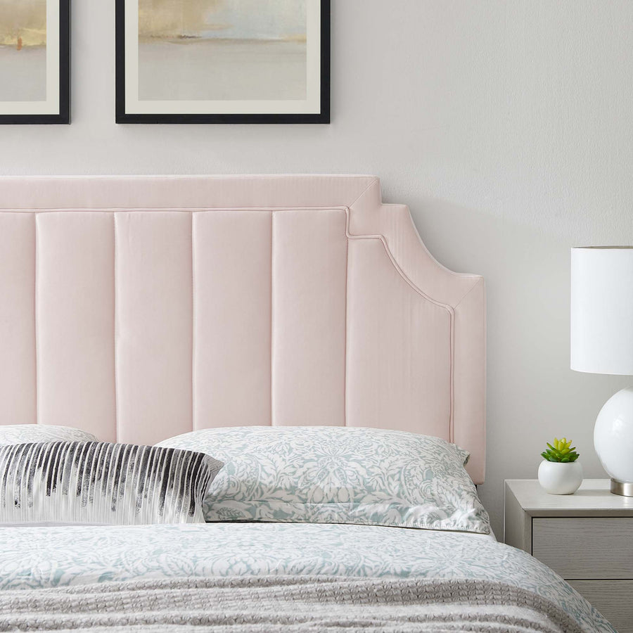 Straw Channel Tufted Performance Velvet Twin Headboard in Pink