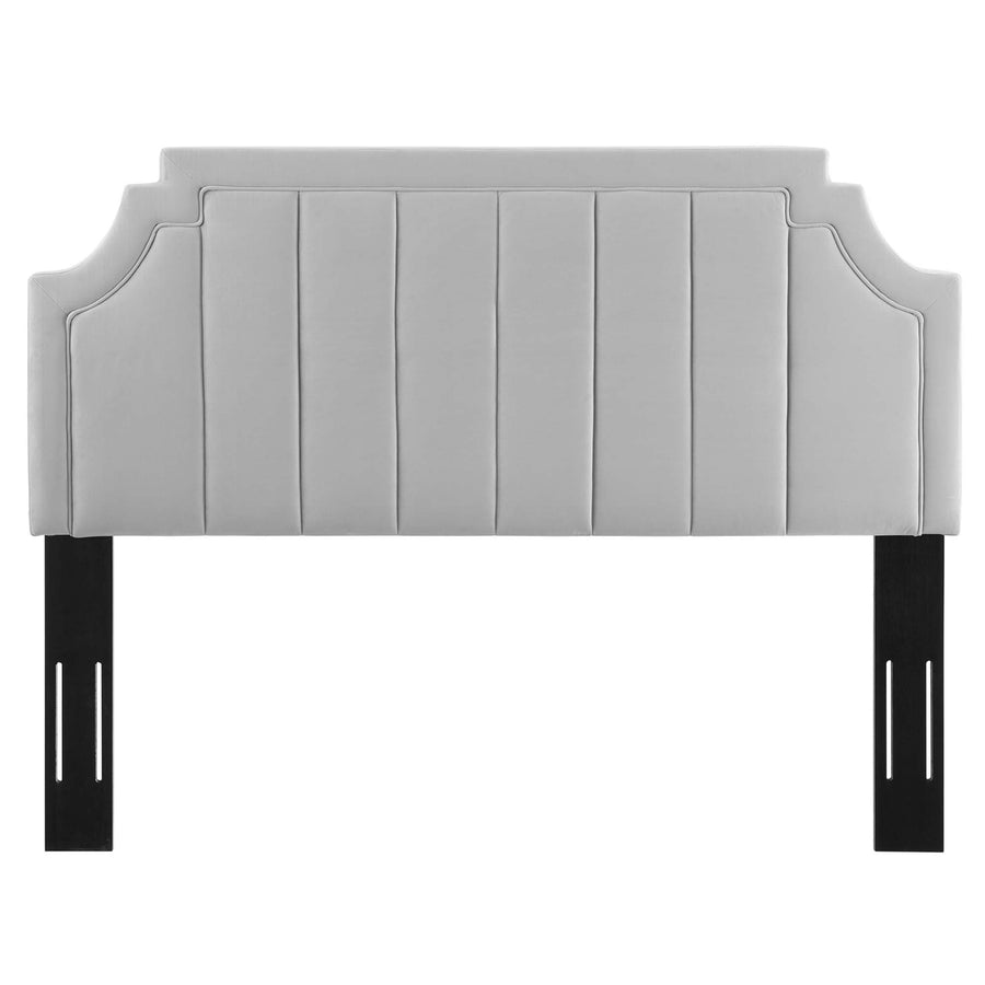 Straw Channel Tufted Performance Velvet Full/Queen Headboard in Light Gray
