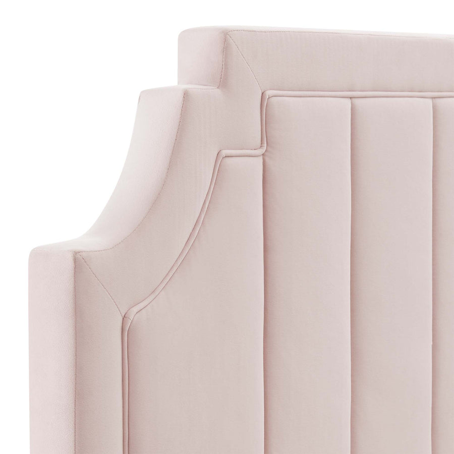 Straw Channel Tufted Performance Velvet Full/Queen Headboard in Pink