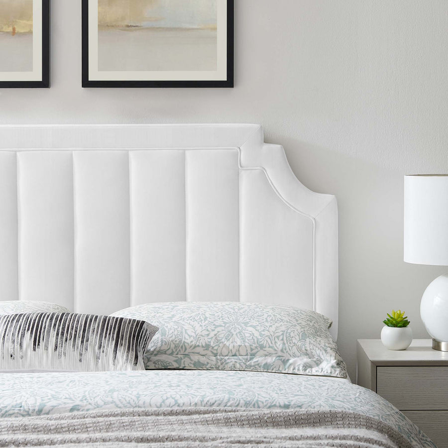 Straw Channel Tufted Performance Velvet Full/Queen Headboard in White