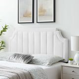 Straw Channel Tufted Performance Velvet Full/Queen Headboard in White