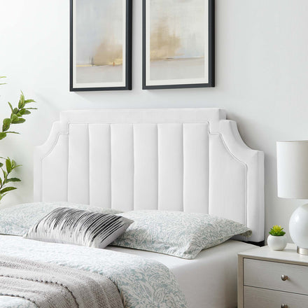 Alyona Channel Tufted Performance Velvet Full/Queen Headboard in White