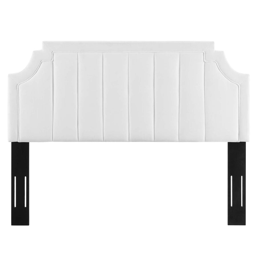 Straw Channel Tufted Performance Velvet Full/Queen Headboard in White
