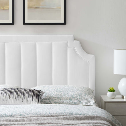 Alyona Channel Tufted Performance Velvet King/California King Headboard in White
