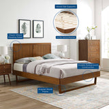 Granite Wood Queen Platform Bed With Angular Frame in Walnut