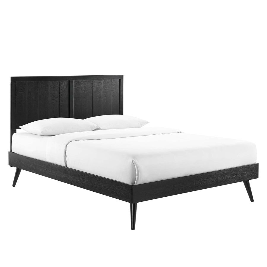 Granite Wood Queen Platform Bed With Splayed Legs in Black