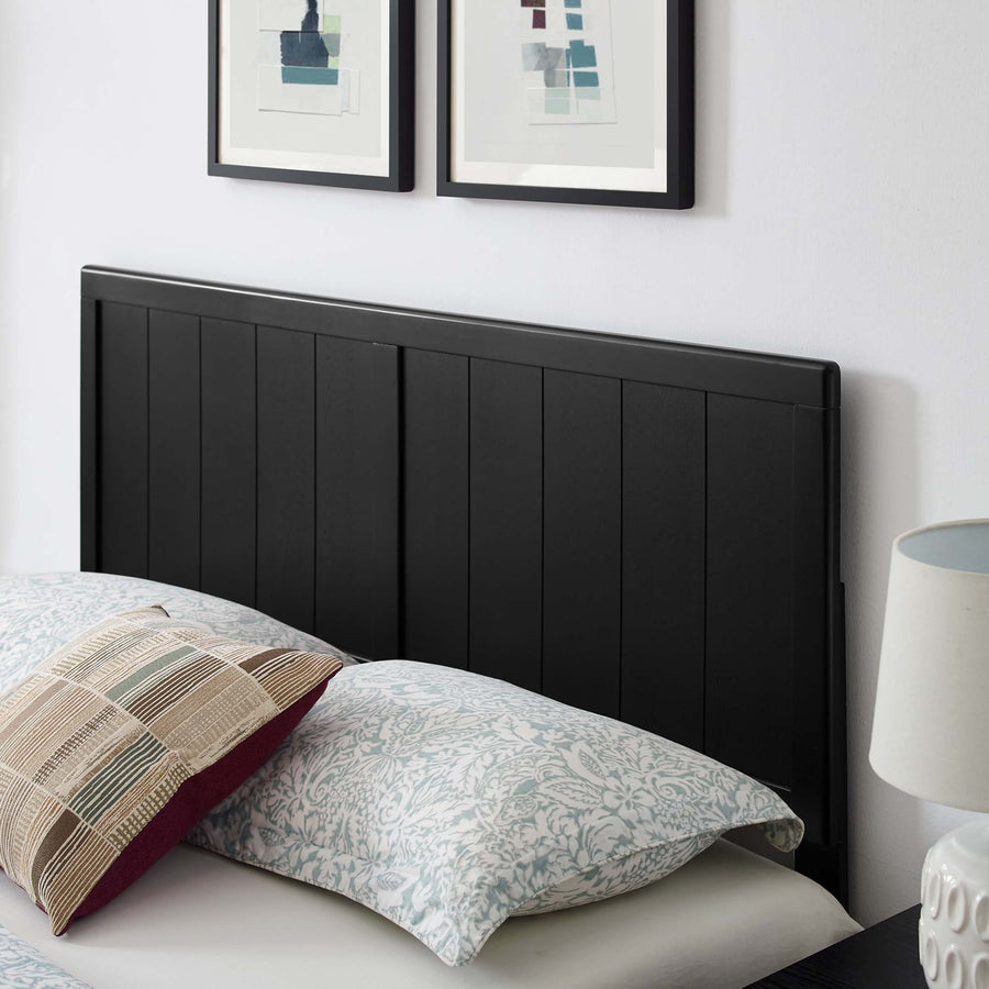 Granite Wood Queen Platform Bed With Splayed Legs in Black