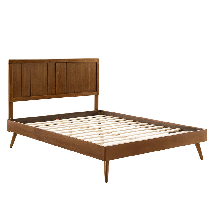 Granite Wood Queen Platform Bed With Splayed Legs in Walnut