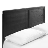 Rattan Wood Queen Platform Bed With Splayed Legs in Black