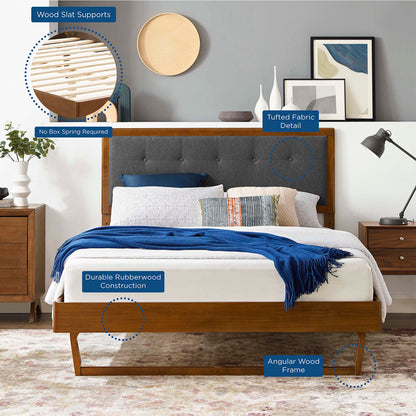 Willow Wood Queen Platform Bed With Angular Frame by Furniture For America