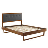 Petal Wood Queen Platform Bed With Angular Frame in Walnut Charcoal