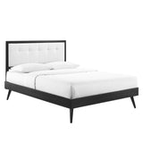 Petal Wood Queen Platform Bed With Splayed Legs in Black White