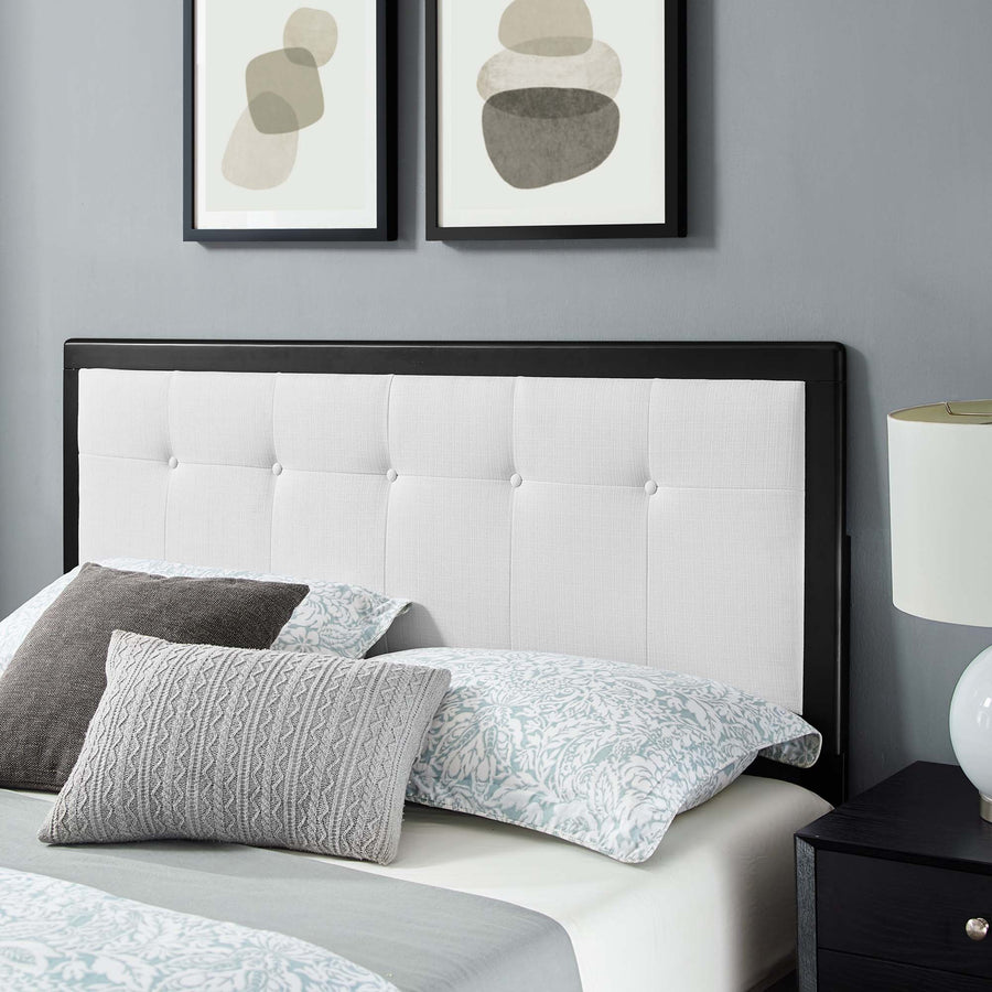 Petal Wood Queen Platform Bed With Splayed Legs in Black White