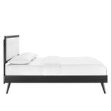 Petal Wood Queen Platform Bed With Splayed Legs in Black White