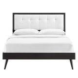Petal Wood Queen Platform Bed With Splayed Legs in Black White