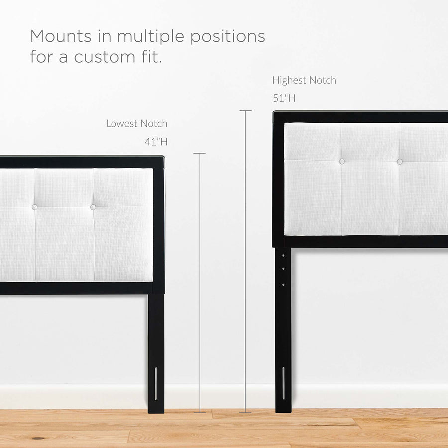 Petal Wood Queen Platform Bed With Splayed Legs in Black White