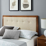 Petal Wood Queen Platform Bed With Splayed Legs in Walnut Beige
