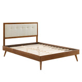 Petal Wood Queen Platform Bed With Splayed Legs in Walnut Beige