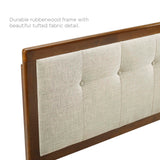 Petal Wood Queen Platform Bed With Splayed Legs in Walnut Beige