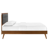 Petal Wood Queen Platform Bed With Splayed Legs in Walnut Charcoal