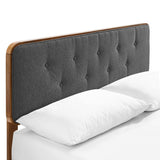 Linen Wood Queen Platform Bed With Splayed Legs in Walnut Charcoal