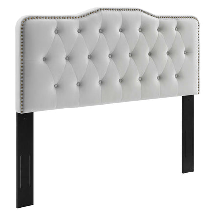 Sophia Tufted Performance Velvet Twin Headboard in Light Gray