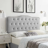 Viognier Tufted Performance Velvet Twin Headboard in Light Gray