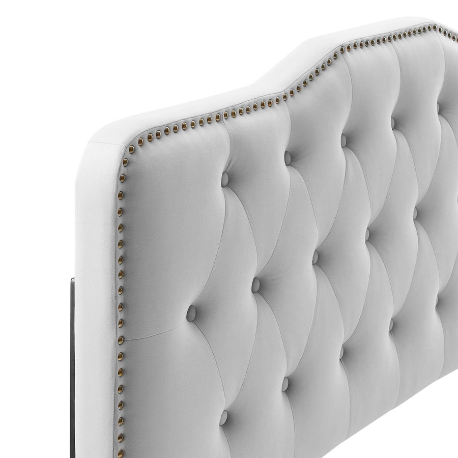 Viognier Tufted Performance Velvet Twin Headboard in Light Gray