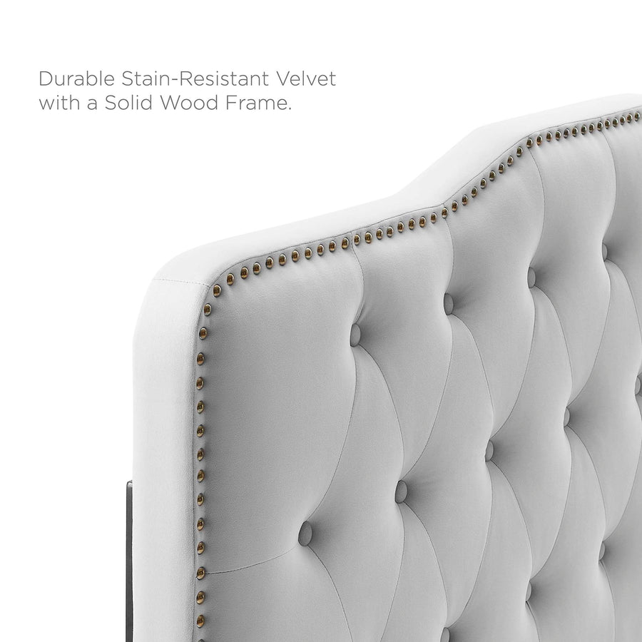 Viognier Tufted Performance Velvet Twin Headboard in Light Gray