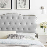 Viognier Tufted Performance Velvet Twin Headboard in Light Gray