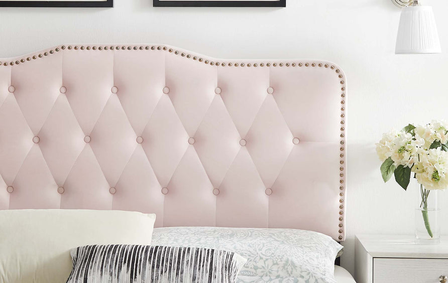 Viognier Tufted Performance Velvet Full/Queen Headboard in Pink