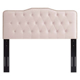 Viognier Tufted Performance Velvet Full/Queen Headboard in Pink
