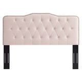 Viognier Tufted Performance Velvet Full/Queen Headboard in Pink