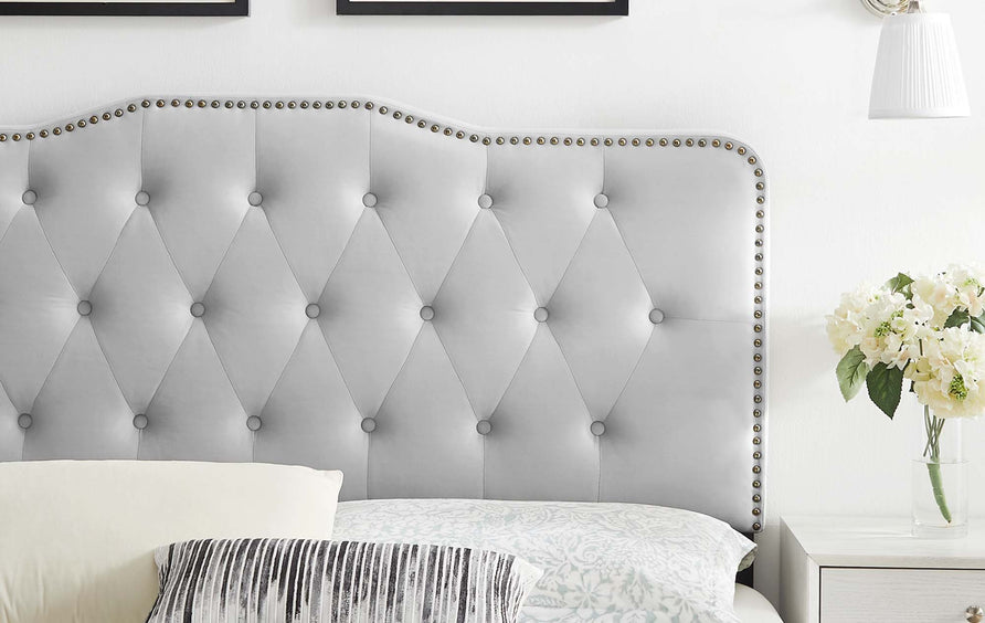 Viognier Tufted Performance Velvet King/California King Headboard in Light Gray