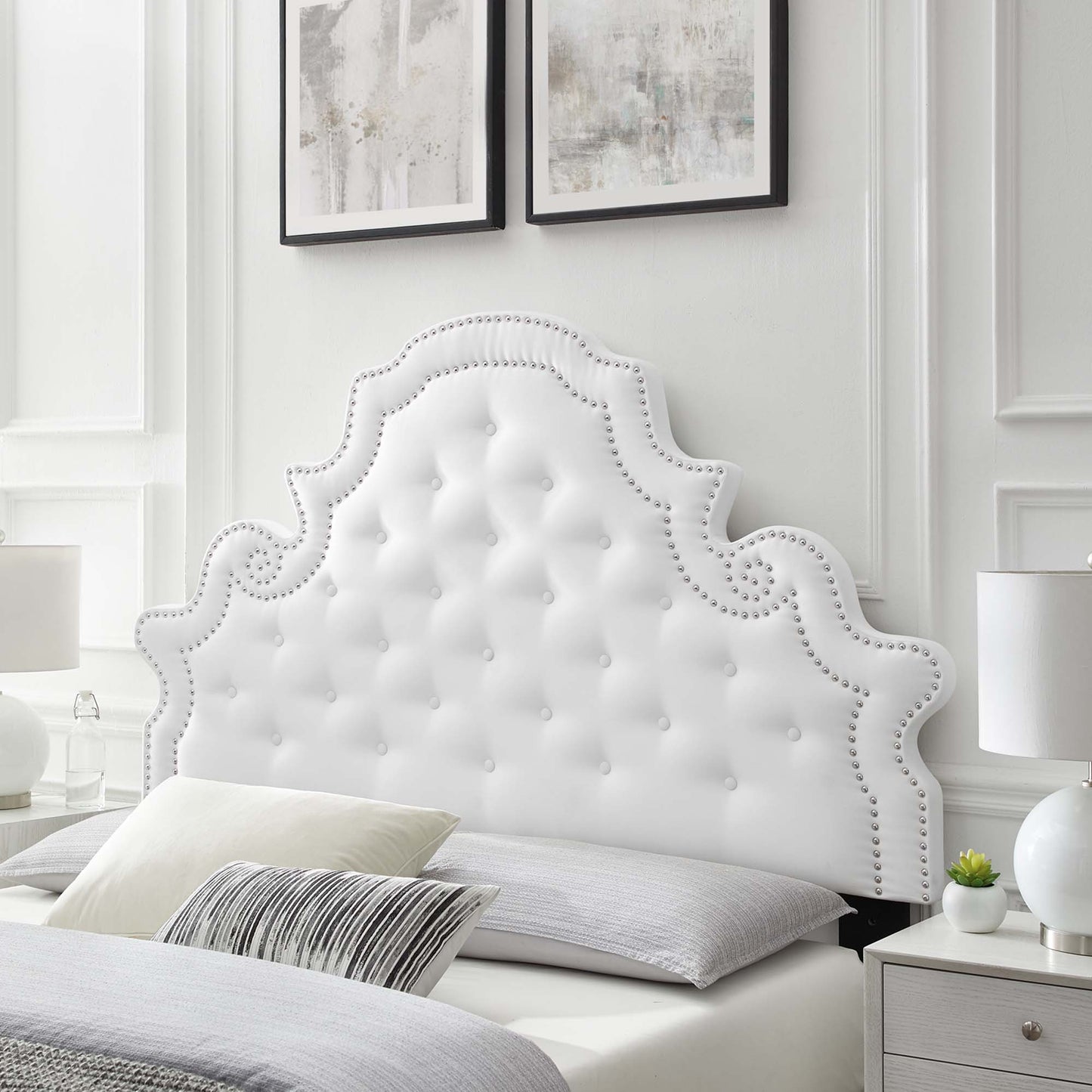 Diana Tufted Performance Velvet Twin Headboard by Furniture For America