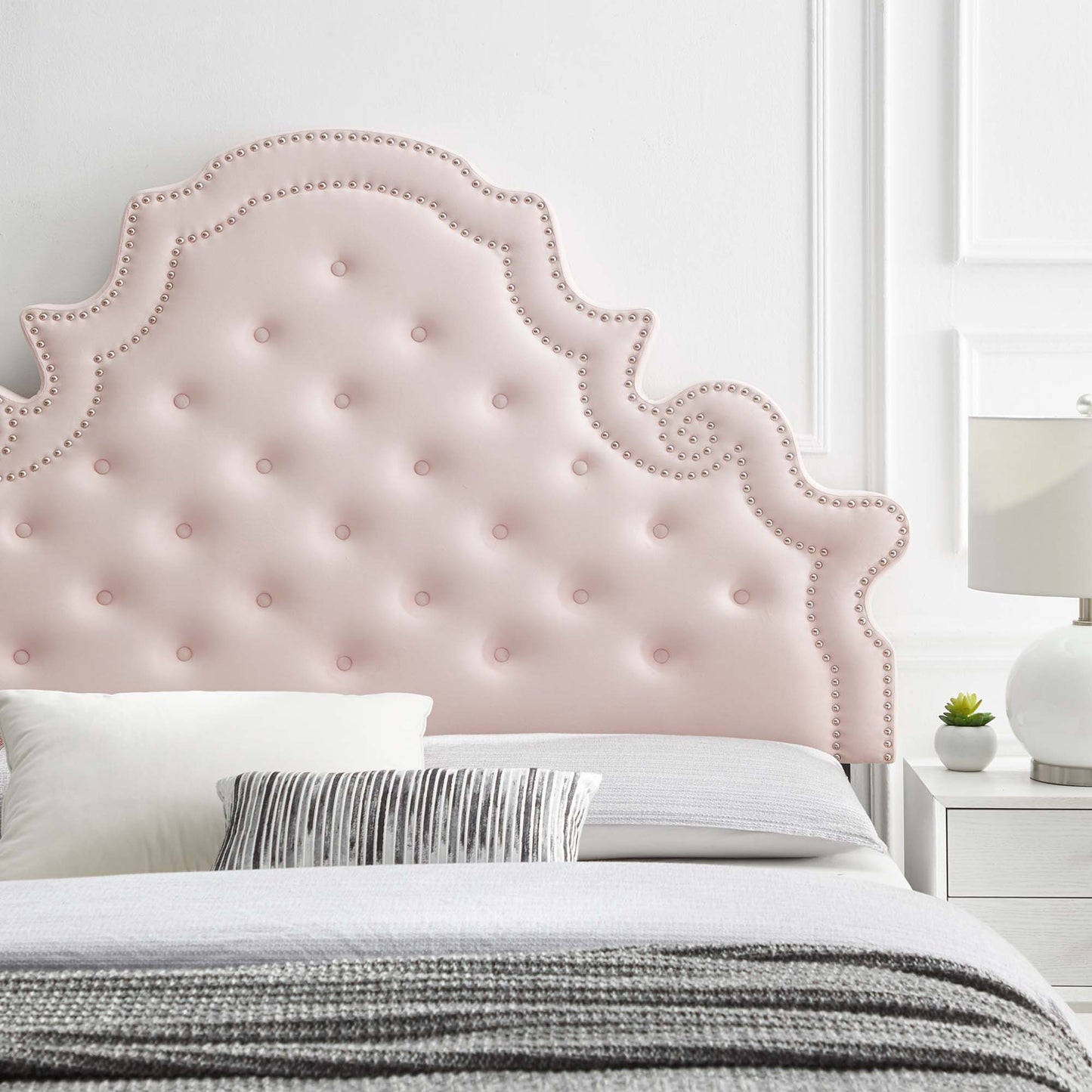 Diana Tufted Performance Velvet Full/Queen Headboard by Furniture For America