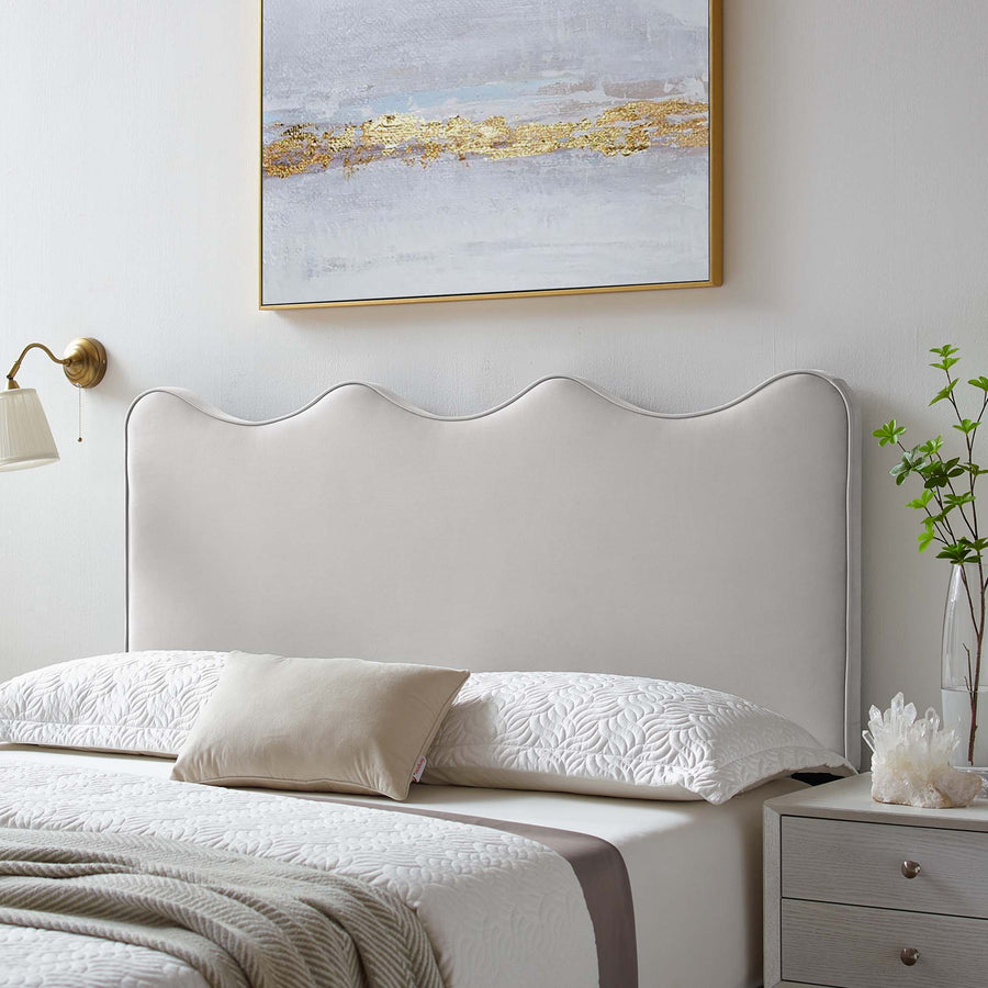 Hazel Performance Velvet Twin Headboard in Light Gray