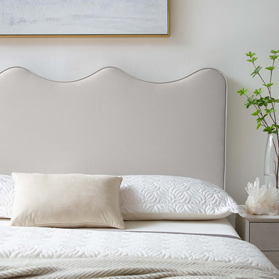 Hazel Performance Velvet Twin Headboard in Light Gray