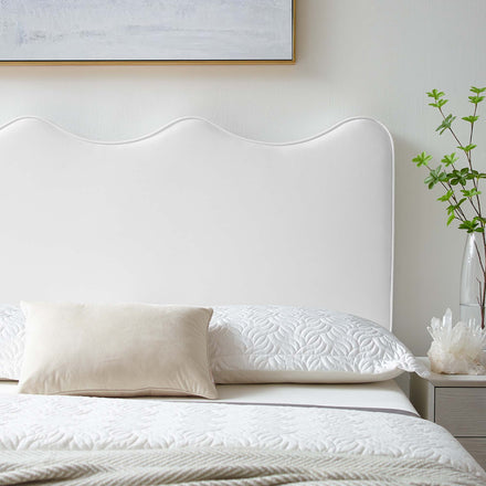 Athena Performance Velvet Twin Headboard in White