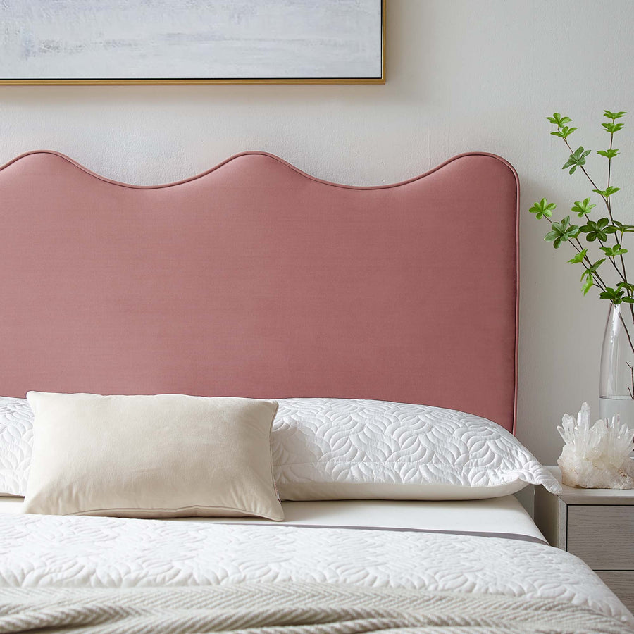 Hazel Performance Velvet Full/Queen Headboard in Dusty Rose