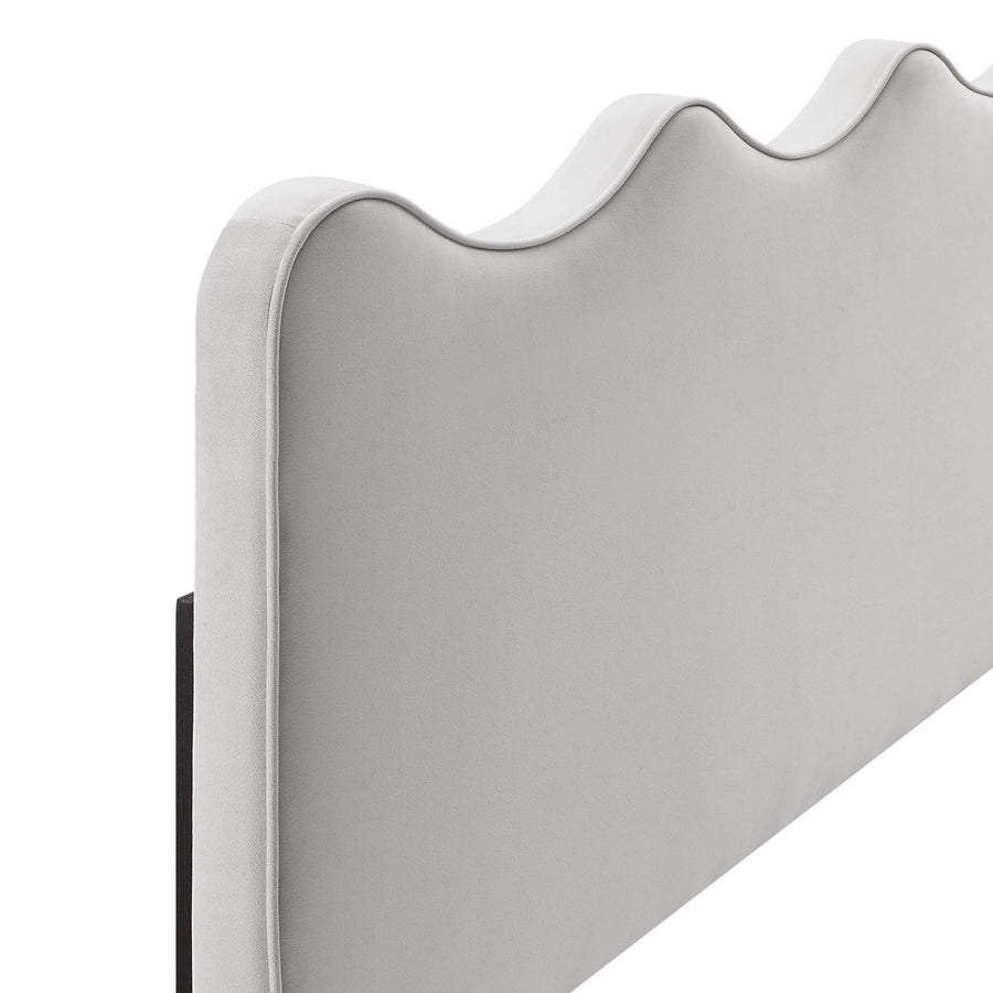 Hazel Performance Velvet Full/Queen Headboard in Light Gray
