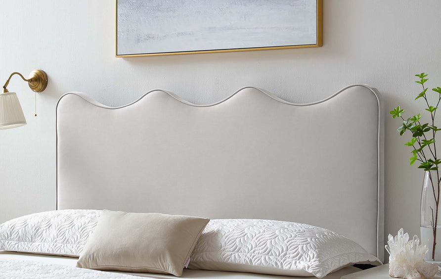 Hazel Performance Velvet King/California King Headboard in Light Gray