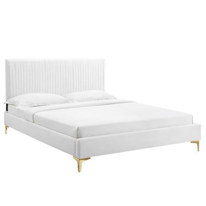 Peyton Performance Velvet Queen Platform Bed by Furniture For America