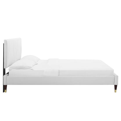 Peyton Performance Velvet Queen Platform Bed by Furniture For America