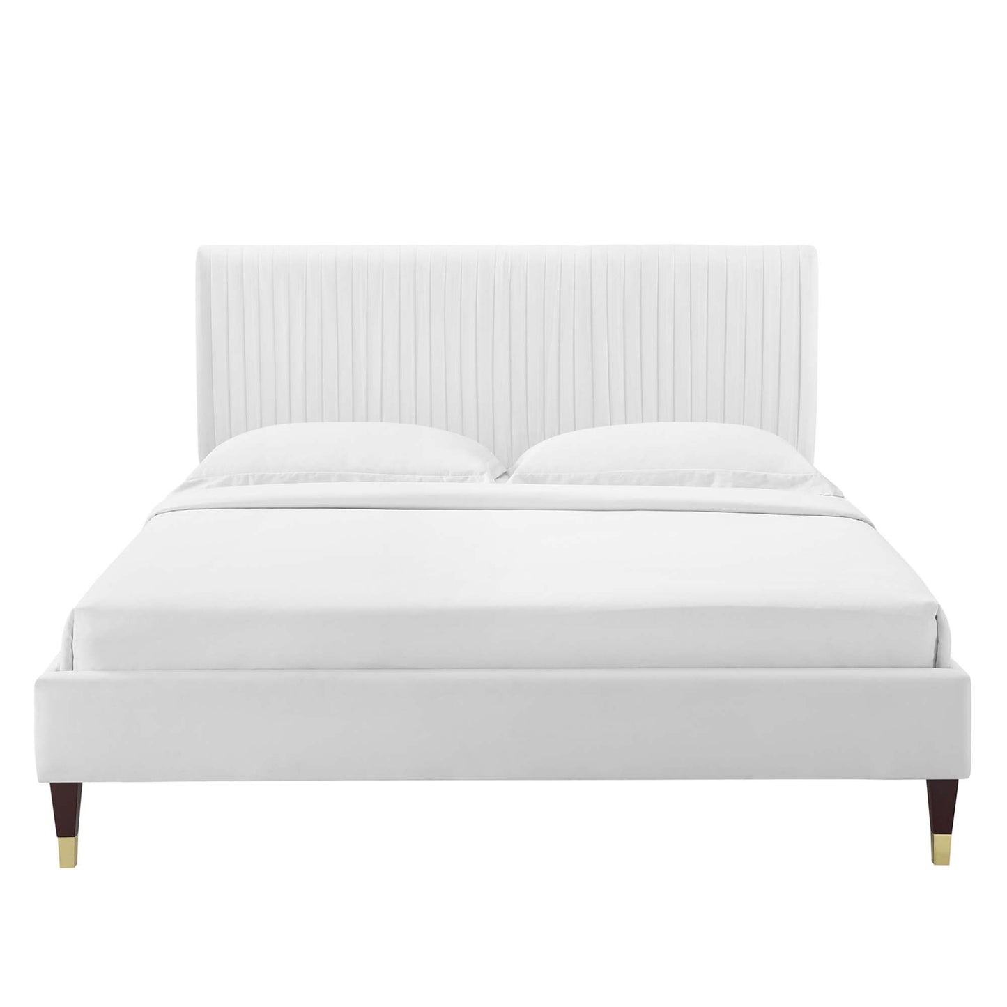 Peyton Performance Velvet Queen Platform Bed by Furniture For America